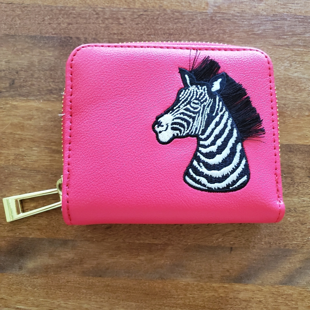 Small pink wallet with zebra